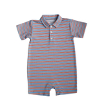Knox Romper - Red & Blue Stripe