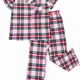 Adult Pant Ruffle Set - Christmas Plaid - Pink