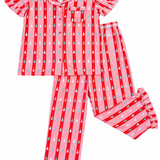 Adult Pant Ruffle Set - Red + Pink Tree Stripes