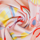 Close-up of colorful fabric with beach pattern