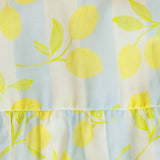  yellow lemon pattern on a light blue and white background