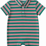Knox Romper - Red + Green Stripe