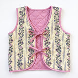 Quilted Vest - Yellow Floral Stripe