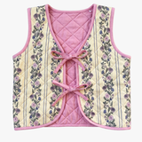 Quilted Vest - Yellow Floral Stripe