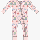 Zipper Romper - Ski Season Pink