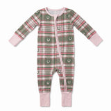Zipper Romper - Pink Horseshoe Plaid