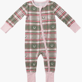 Zipper Romper - Pink Horseshoe Plaid