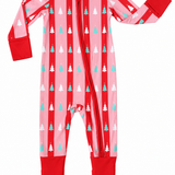 Zipper Romper - Red + Pink Tree Stripes