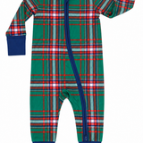 Zipper Romper - Christmas Plaid Green